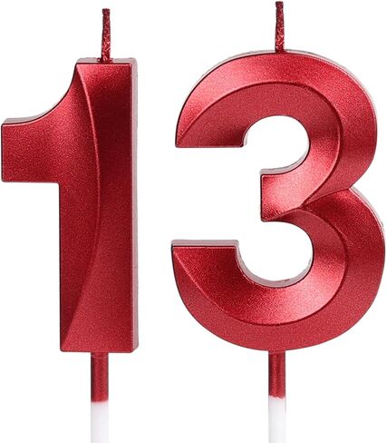 13th & 31st Birthday Candles, Red Number 13 31 Glitter Candle for Cake, Happy Birthday Cake Topper Decoration for Him Her Birthday Anniversary Wedding Celebration Party Supplies(Red,13) in Saudi Arabia