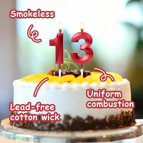 13th & 31st Birthday Candles, Red Number 13 31 Glitter Candle for Cake, Happy Birthday Cake Topper Decoration for Him Her Birthday Anniversary Wedding Celebration Party Supplies(Red,13) in Saudi Arabia