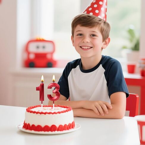 13th & 31st Birthday Candles, Red Number 13 31 Glitter Candle for Cake, Happy Birthday Cake Topper Decoration for Him Her Birthday Anniversary Wedding Celebration Party Supplies(Red,13) in Saudi Arabia