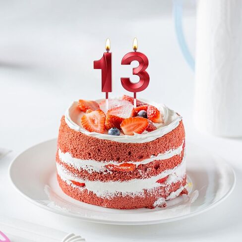 13th & 31st Birthday Candles, Red Number 13 31 Glitter Candle for Cake, Happy Birthday Cake Topper Decoration for Him Her Birthday Anniversary Wedding Celebration Party Supplies(Red,13) in Saudi Arabia