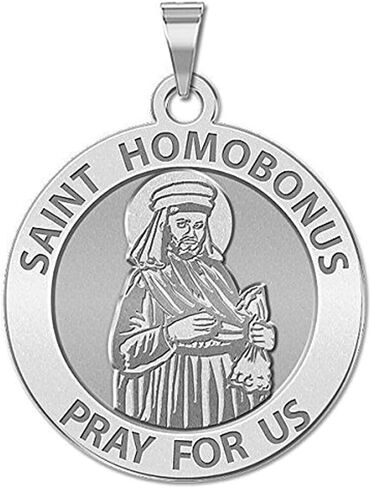PicturesOnGold.com Saint Homobonus Religious Medal - Available in Solid 10K And14K Yellow or White Gold, or Sterling Silver in Saudi Arabia