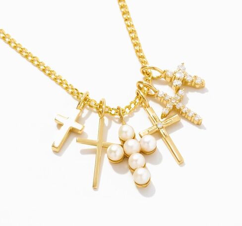 Gelin Diamond Cross Charm Pendant in 14K Gold in Saudi Arabia