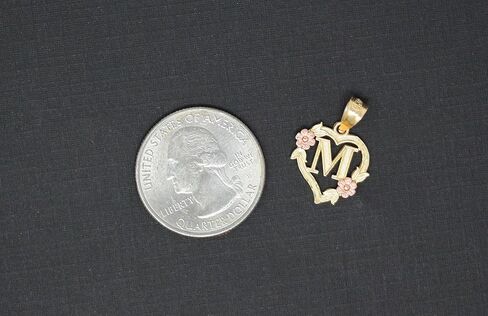 14k Beautiful Two-Tone Initial Heart Pendant for Women in Yellow and Rose Gold - Letter E in Saudi Arabia