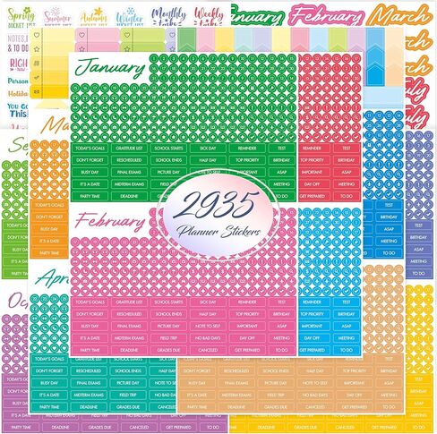 2931 Planner Stickers, Color Coordinating Monthly Functional Stickers Daily Calendar Stickers Aesthetic Note to Do Blank Stickers for Scrapbooks, Planner, Budget, Work, DIY Activity, Diary, Journal in Saudi Arabia