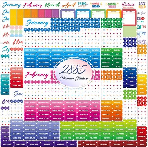 2931 Planner Stickers, Color Coordinating Monthly Functional Stickers Daily Calendar Stickers Aesthetic Note to Do Blank Stickers for Scrapbooks, Planner, Budget, Work, DIY Activity, Diary, Journal in Saudi Arabia