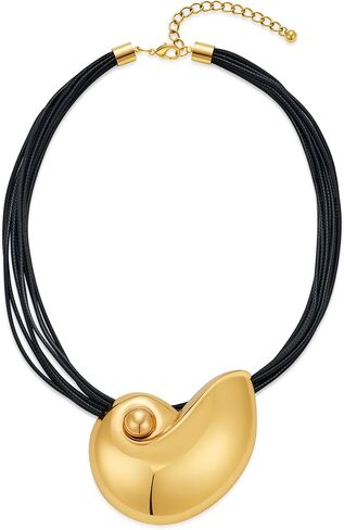 WOWORAMA Gold Necklace for Women Boho Spiral Conch Shell Necklace Starfish Necklace Vintage Ocean Sea Shell Choker Pendant Necklace Adjustable Summer Beach Jewelry in Kuwait