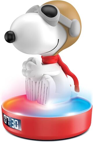 Peanuts Flying Snoopy Alarm Clock – USB Powered LED Clock with Color-Changing Base, Snooze Function, and Digital Display in Saudi Arabia
