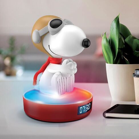 Peanuts Flying Snoopy Alarm Clock – USB Powered LED Clock with Color-Changing Base, Snooze Function, and Digital Display in Saudi Arabia