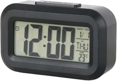 Sleek Black Multifunctional Digital Alarm Clock – 1pc Tactile Plastic Case with Soft Rubberized Finish, Luminous Temperature, Calendar & Timer Display Battery Operated in Saudi Arabia