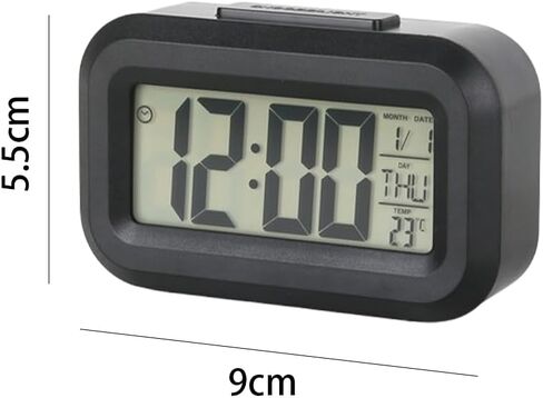 Sleek Black Multifunctional Digital Alarm Clock – 1pc Tactile Plastic Case with Soft Rubberized Finish, Luminous Temperature, Calendar & Timer Display Battery Operated in Saudi Arabia