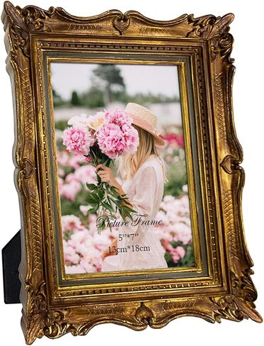 إطار صورة برونزي عتيق مقاس 5 × 7 من PHAREGE، إطار صورة عتيق مزخرف مقاس 5 × 7 لحفلات الزفاف، يعرض إطار الصورة الرجعية أفقيًا أو رأسيًا على سطح الطاولة in Saudi Arabia