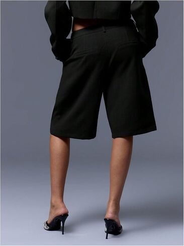MakeMeChic Women's Bermuda Shorts Low Waist Knee Length Wide Leg Old Money Shorts in Saudi Arabia