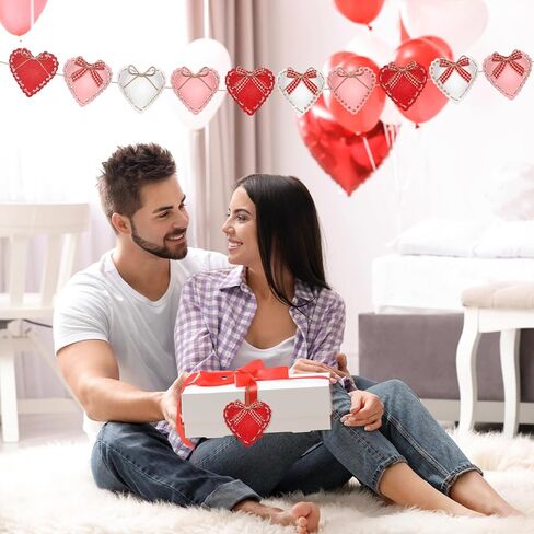 24 Pcs Valentine Felt Heart Ornaments for Tree Small Heart Hanging Decorations Valentine Felt Baubles for Home Wedding Party Decor(2.4 Inch,Elegant Style,Red Pink White) in Saudi Arabia