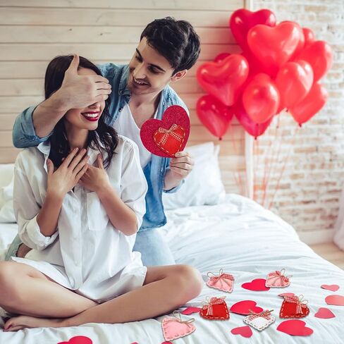 24 Pcs Valentine Felt Heart Ornaments for Tree Small Heart Hanging Decorations Valentine Felt Baubles for Home Wedding Party Decor(2.4 Inch,Elegant Style,Red Pink White) in Saudi Arabia