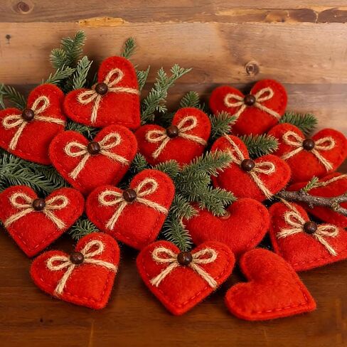 24 Pcs Valentine Felt Heart Ornaments for Tree Small Heart Hanging Decorations Valentine Felt Baubles for Home Wedding Party Decor(2.4 Inch,Elegant Style,Red Pink White) in Saudi Arabia