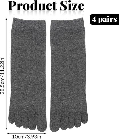 4 Pair Toe Socks for Women Five Finger Cotton Socks with Toes Separated for Women Men Individual Running Toe Crew Sock Black, White, Dark, Grey, Light Grey in Saudi Arabia