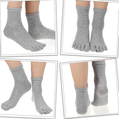 4 Pair Toe Socks for Women Five Finger Cotton Socks with Toes Separated for Women Men Individual Running Toe Crew Sock Black, White, Dark, Grey, Light Grey in Saudi Arabia