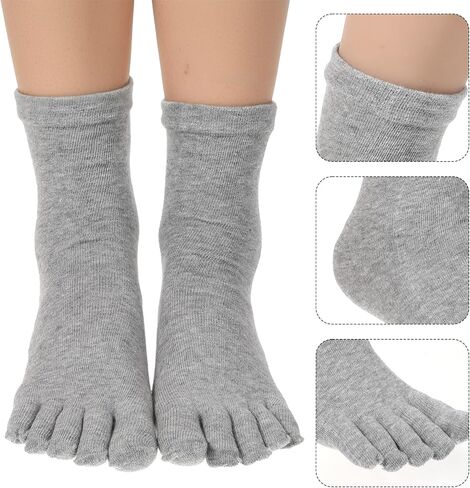 4 Pair Toe Socks for Women Five Finger Cotton Socks with Toes Separated for Women Men Individual Running Toe Crew Sock Black, White, Dark, Grey, Light Grey in Saudi Arabia