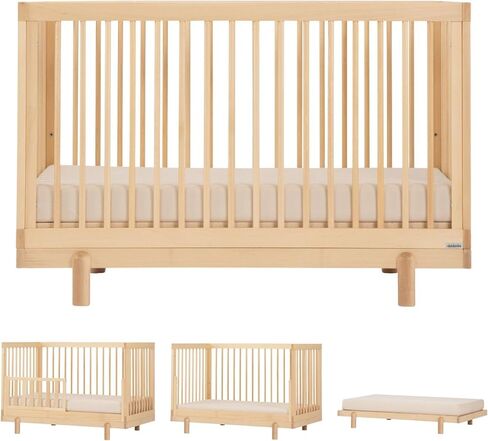 Dadada Baby Bliss 4-in-1 قابلة للتحويل سريرًا قابلاً للتحويل إلى سرير وأرضي صغير-مصنوع في إيطاليا ، معتمد من Greenguard Gold ، وإنهاء آمن للأطفال ، وخشب الزان المستدام ، والتصميم الحديث ، و 4 آفاق قابلة للتعديل (طبيعي) in Kuwait