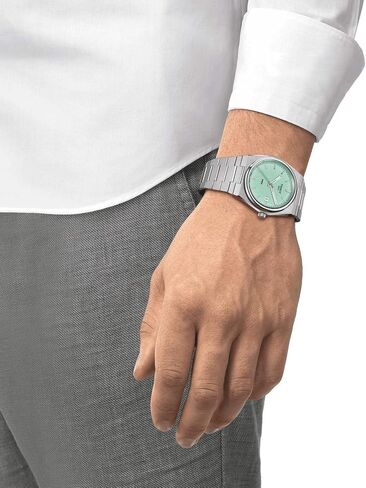 ساعة تيسوت للرجال Tissot PRX 316L بهيكل من الستانلس ستيل كوارتز، رمادي، ستانلس ستيل، 12 (T1374101109101) in Saudi Arabia