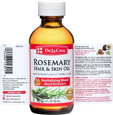 Rosemary Oil Blend or Skin and Hair - De La Cruz Rosemary Oil Blend Moisturizer with Castor, Avocado and Olive Oil - Topical Use Only 2 FL. OZ. (59 mL) (3 Bottles) in Saudi Arabia