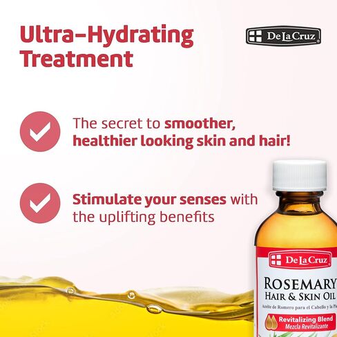 Rosemary Oil Blend or Skin and Hair - De La Cruz Rosemary Oil Blend Moisturizer with Castor, Avocado and Olive Oil - Topical Use Only 2 FL. OZ. (59 mL) (3 Bottles) in Saudi Arabia