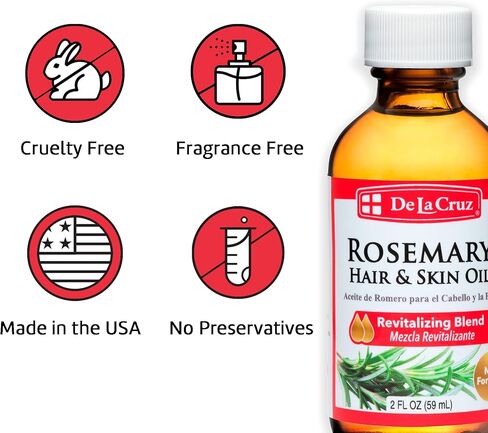 Rosemary Oil Blend or Skin and Hair - De La Cruz Rosemary Oil Blend Moisturizer with Castor, Avocado and Olive Oil - Topical Use Only 2 FL. OZ. (59 mL) (3 Bottles) in Saudi Arabia