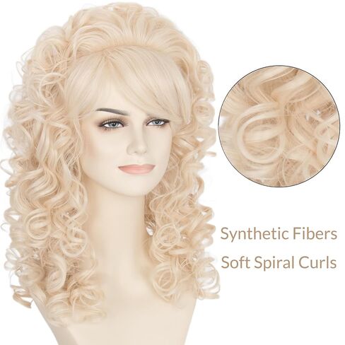 شعر مستعار Miss U Hair 60s طويل مجعد شقراء خلية النحل للنساء 80s شعر مستعار زي عتيق مع الانفجارات لحفلات الهالوين in Saudi Arabia