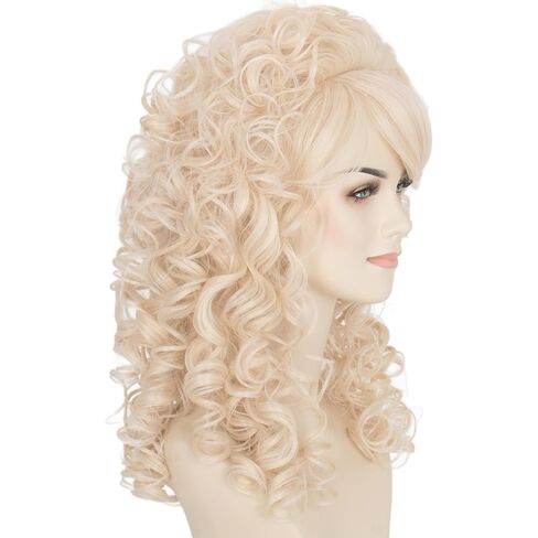 شعر مستعار Miss U Hair 60s طويل مجعد شقراء خلية النحل للنساء 80s شعر مستعار زي عتيق مع الانفجارات لحفلات الهالوين in Saudi Arabia