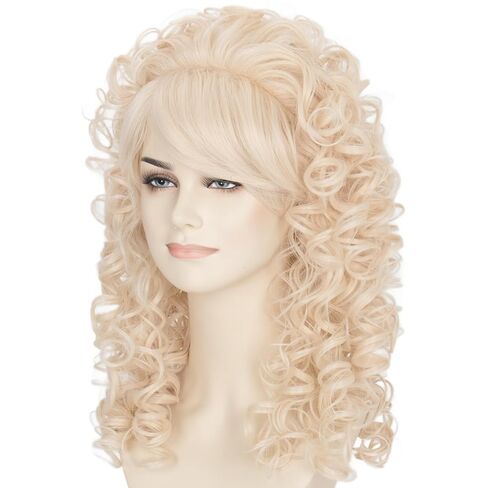شعر مستعار Miss U Hair 60s طويل مجعد شقراء خلية النحل للنساء 80s شعر مستعار زي عتيق مع الانفجارات لحفلات الهالوين in Saudi Arabia