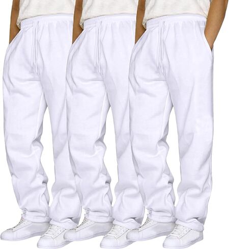 JiXiang Baggy Sweatpants for Men Elastic Waist Drawstring Fleece Joggers Trousers Baggy Running Lounge Sports Pants 3 Pack in Saudi Arabia