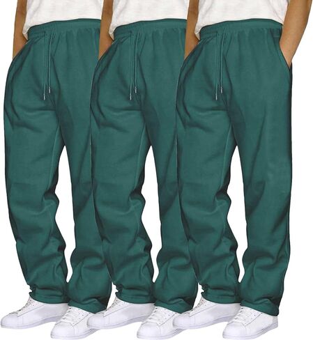 JiXiang Baggy Sweatpants for Men Elastic Waist Drawstring Fleece Joggers Trousers Baggy Running Lounge Sports Pants 3 Pack in Saudi Arabia