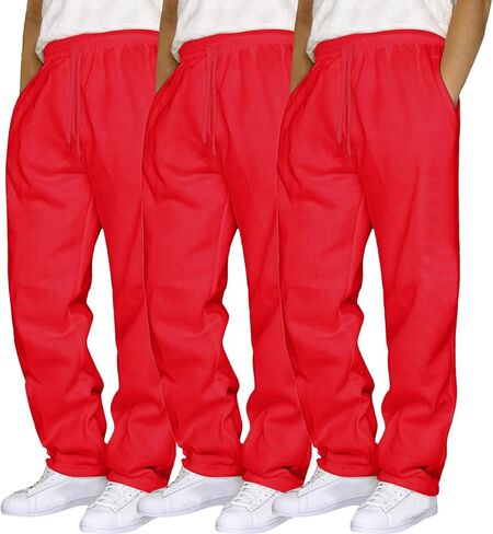 JiXiang Baggy Sweatpants for Men Elastic Waist Drawstring Fleece Joggers Trousers Baggy Running Lounge Sports Pants 3 Pack in Saudi Arabia