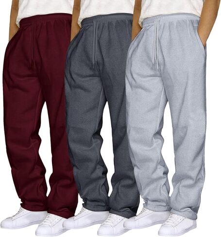 JiXiang Baggy Sweatpants for Men Elastic Waist Drawstring Fleece Joggers Trousers Baggy Running Lounge Sports Pants 3 Pack in Saudi Arabia