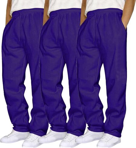 JiXiang Baggy Sweatpants for Men Elastic Waist Drawstring Fleece Joggers Trousers Baggy Running Lounge Sports Pants 3 Pack in Saudi Arabia