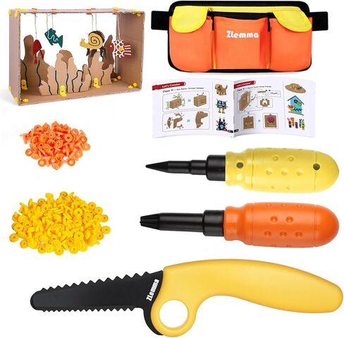 Cardboard Construction Tools Kit 966-pieces, Cardboard Project Tools for at Home Play + Classroom Learning, Reusable Tools for Boys and Girls in Saudi Arabia