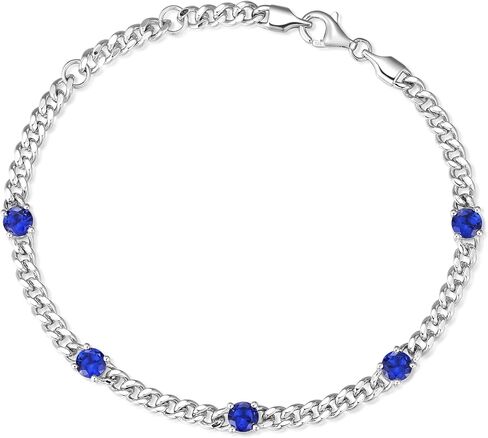 FANCIME 925 Sterling Silver 3.6mm Cuban Link Curb Chain Bracelet With Created Gemstone for Women Men Unisex in Saudi Arabia