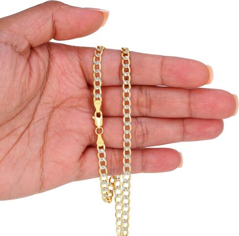 Nuragold 10k الذهب الأصفر الحقيقي الكوبي كبح وصلة 4.5 ملم قطع الماس تمهيد سلسلة سوار (7 "-9") مجوهرات إيطالية بدرجتين للرجال والنساء in Saudi Arabia