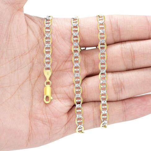 Nuragold 10k الذهب الأصفر الحقيقي الصلبة مارينر 5mm مرساة سلسلة تمهيد الماس قطع سوار (7 "-9") اثنين من لهجة المجوهرات الإيطالية للرجال والنساء in Saudi Arabia
