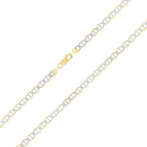 Nuragold 10k الذهب الأصفر الحقيقي الصلبة مارينر 5mm مرساة سلسلة تمهيد الماس قطع سوار (7 "-9") اثنين من لهجة المجوهرات الإيطالية للرجال والنساء in Saudi Arabia