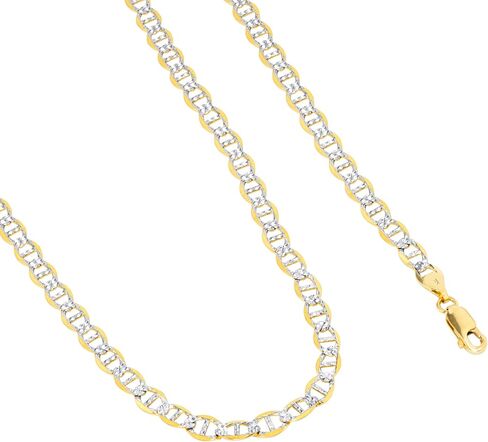 Nuragold 10k الذهب الأصفر الحقيقي الصلبة مارينر 5mm مرساة سلسلة تمهيد الماس قطع سوار (7 "-9") اثنين من لهجة المجوهرات الإيطالية للرجال والنساء in Saudi Arabia