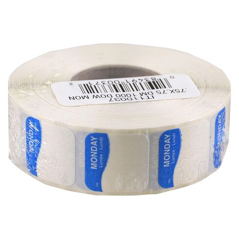 DayMark Safety Systems I132152 Day of The Week 3/4" Square Dissolvable Labels, Monday-Sunday, Label Dispenser Included (7,000 Labels) in Saudi Arabia