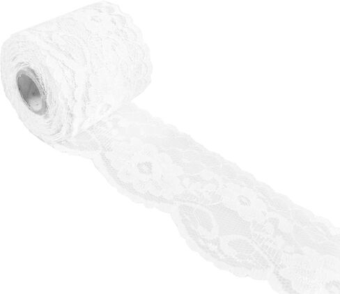 HipGirl 20 Yards White Lace Ribbon for Crafts,Lace Fabric Ribbon for Gift Wrapping Supplies for Wedding Invitation, Cards, Present Decorations, Birthday Gift Package Wrapping. 2" Wide in Saudi Arabia