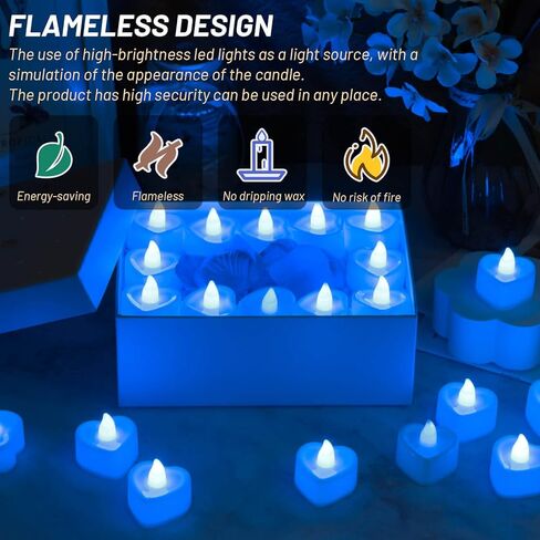 cridoz Blue Rose Petals for Romantic Night for him Set, 2000 Pieces Artificial Rose Petals with 24 Pieces Flameless LED Candles for Decoration Wedding Party Valentine's Day(Blue) in Saudi Arabia