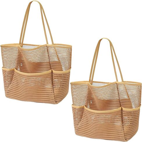 4PCS Large Beach Bags for Women,Nylon Mesh Tote Bag with Large Inner Zipper Pocket in Kuwait