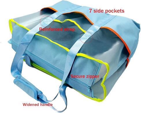 iYuening Tote Bag with Zipper Water Resistant，Work Tote Bag, Extra Large Mesh Beach Bag,Travel Bag for Women Man in Kuwait