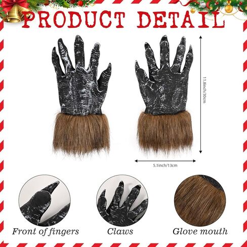 4 Pcs Christmas Monster Accessory Set Includes Antelope Horn Headband, Fake Tongue,Props Anime Ear, Monster Gloves for Christmas Holiday Cosplay Party Dress Up in Kuwait