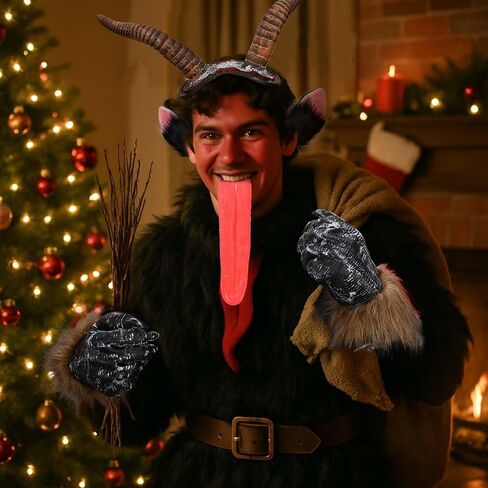 4 Pcs Christmas Monster Accessory Set Includes Antelope Horn Headband, Fake Tongue,Props Anime Ear, Monster Gloves for Christmas Holiday Cosplay Party Dress Up in Kuwait