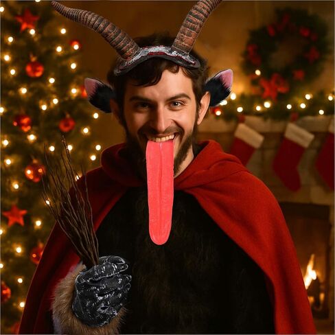 4 Pcs Christmas Monster Accessory Set Includes Antelope Horn Headband, Fake Tongue,Props Anime Ear, Monster Gloves for Christmas Holiday Cosplay Party Dress Up in Kuwait