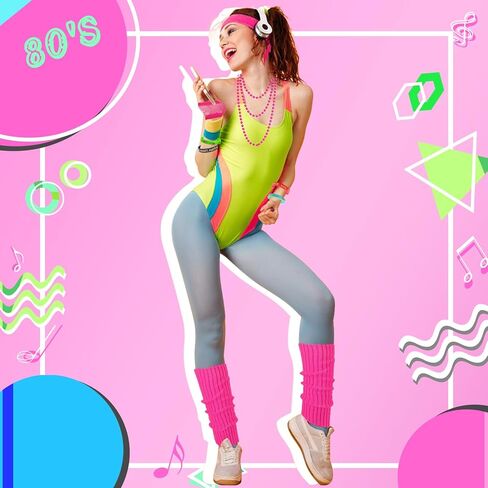 80s 90s ازياء اكسسوارات للنساء الرجال 1980s النيون عقال أقراط النظارات الشمسية الرجعية هالوين حفلة الزي مجموعة in Kuwait
